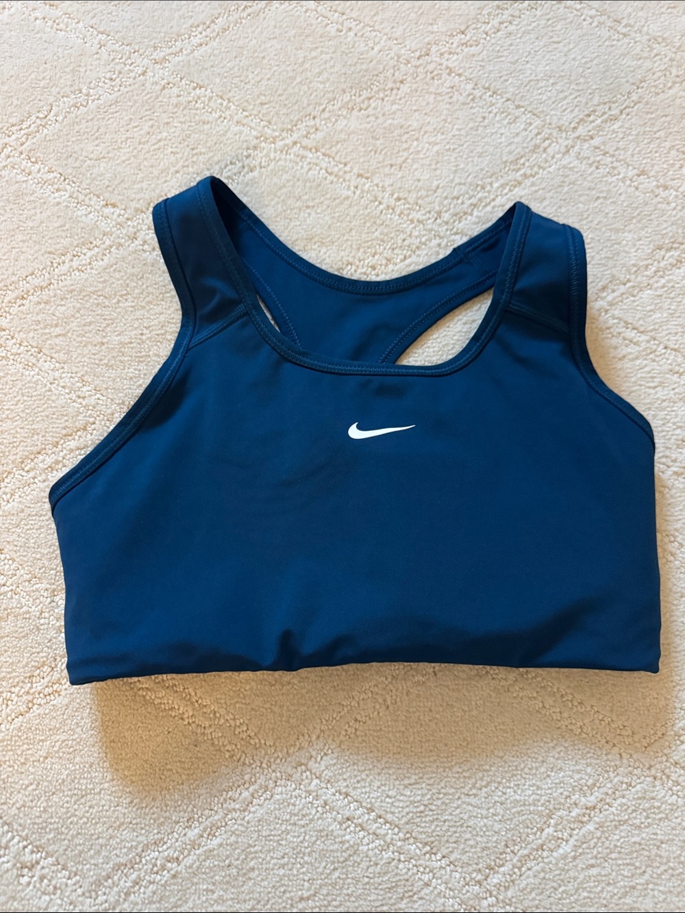 Nike Blue Racerback Sport Bra with White Swoosh
